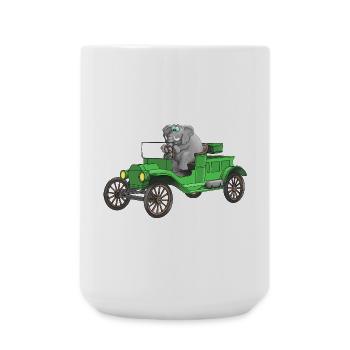 Oldtimer Cartoon lustig - Große Tasse 440 ml - Weiß - Vorne