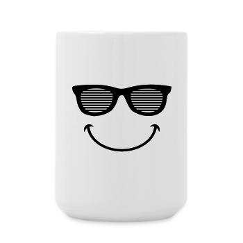 brille party smiley - Große Tasse 440 ml - Weiß - Vorne