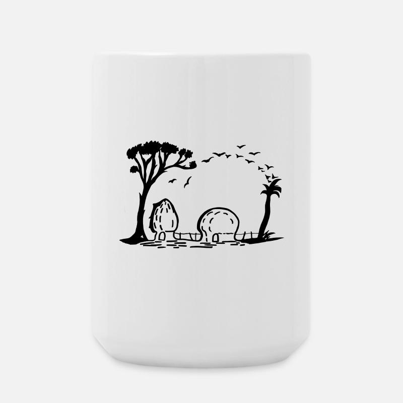 Elefant Dorf Optische Täuschung - Große Tasse 440 ml - Weiß