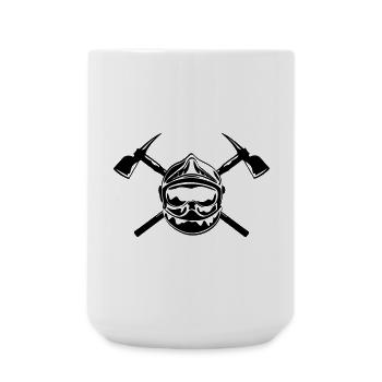 casque_pompier_2 haches - Grande tasse 440 ml - blanc - Devant