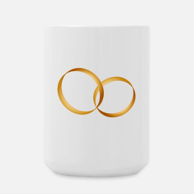 zwei goldene Ringe - Ehering - Hochzeit - Große Tasse 440 ml - Weiß