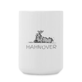 Hahnover - zerrupfter Hahn, grau - Große Tasse 440 ml - Weiß - Vorne