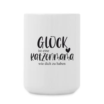 Katze Katzen Katzenmama Haustier Glück Geschenk - Große Tasse 440 ml - Weiß - Vorne