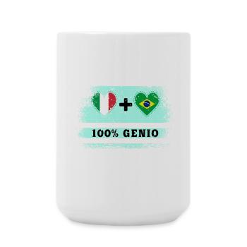 Italy and Brazil 100% genius flag - Large Mug 440 ml - white - Front