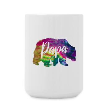 Bär Papa Batik Tie Dye - Große Tasse 440 ml - Weiß - Vorne