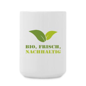 Bio Frisch Nachhaltig Biobauer Landwirt Geschenk - Große Tasse 440 ml - Weiß - Vorne