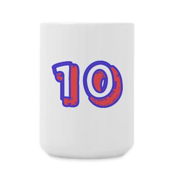 10. 10 JAHRE. 10-JÄHRIGES JUBILÄUM. 10-JÄHRIGES JUBILÄUM. - Große Tasse 440 ml - Weiß - Vorne