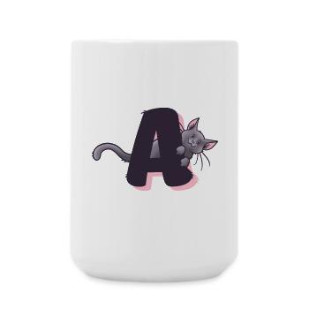 Cat Letter A - Large Mug 440 ml - white - Front