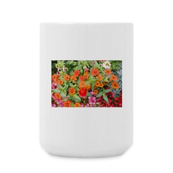Blühender Garten – Farbenfrohe Stimmung - Große Tasse 440 ml - Weiß - Vorne