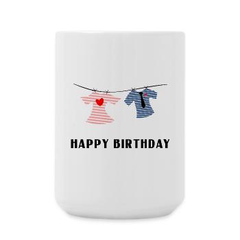 ANNIVERSAIRE. HAPPY BIRTHDAY. JOYEUX ANNIVERSAIRE. - Grande tasse 440 ml - blanc - Devant