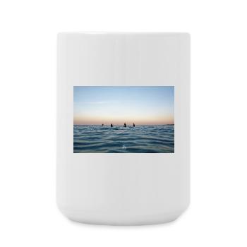 Dämmerung über dem Ozean und Surfern - Große Tasse 440 ml - Weiß - Vorne