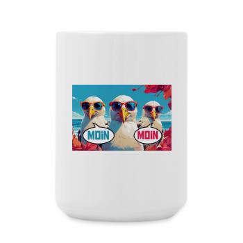 Moin Moin Möwen - Große Tasse 440 ml - Weiß - Vorne