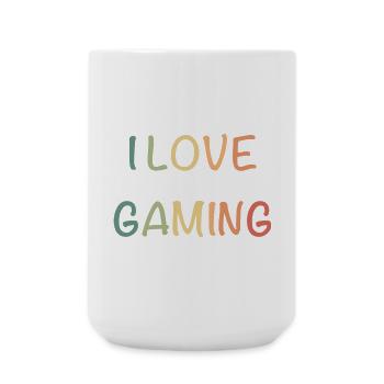I Love Gaming Wasserfarben - Große Tasse 440 ml - Weiß - Vorne