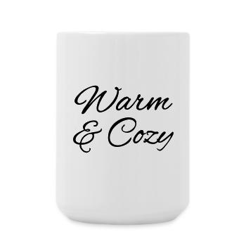 Warm & Cozy – Cuddly Autumn & Winter Lettering - Large Mug 440 ml - white - Front