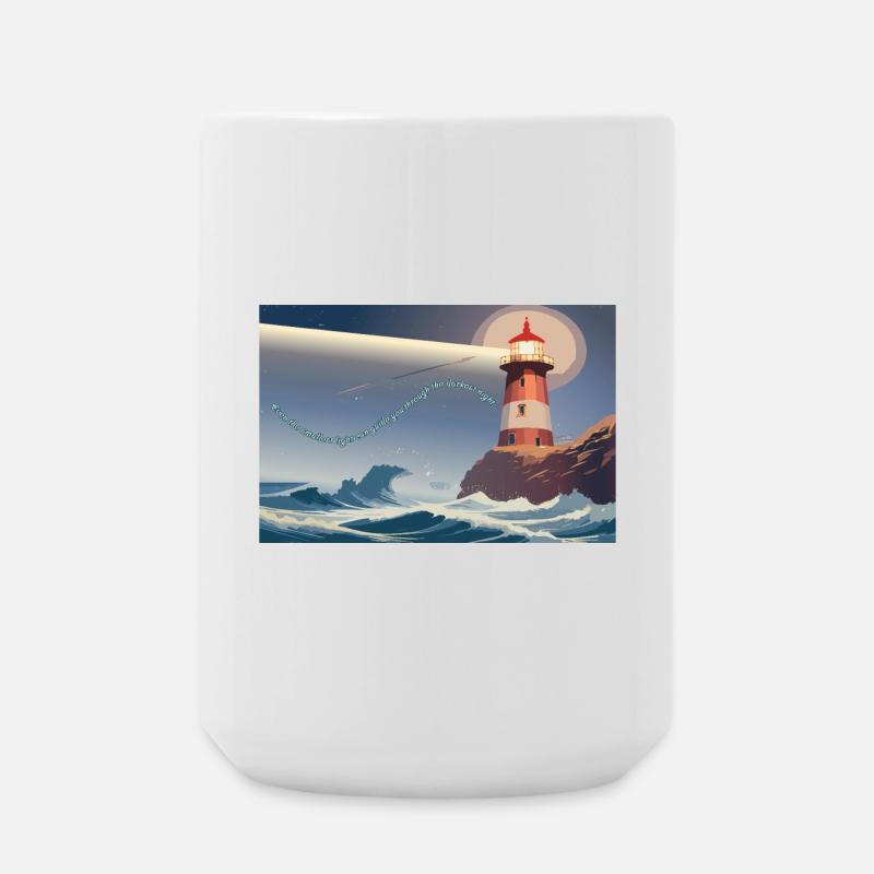 Lighthouse at night - Large Mug 440 ml - white