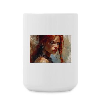 Poster Illustration Kriegerin Frau Rot Sonja - Große Tasse 440 ml - Weiß - Vorne