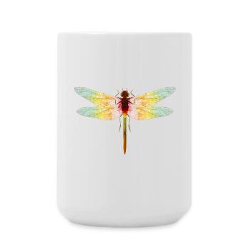 Schillernde Libelle – Filigranes Insektenmotiv - Große Tasse 440 ml - Weiß - Vorne