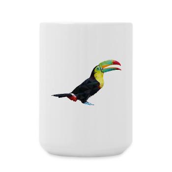Bunter Geometrie-Tukan – Vogel im Polygon-Stil - Große Tasse 440 ml - Weiß - Vorne