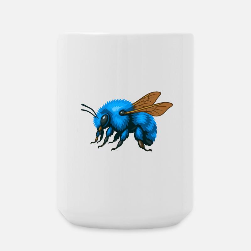 Blue bumblebee left - Large Mug 440 ml - white