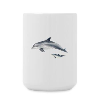 Delfine in blauem Duo-Aquarell - Große Tasse 440 ml - Weiß - Vorne