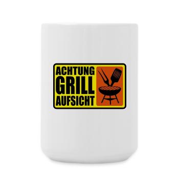ACHTUNG GRILL-AUFSICHT - Große Tasse 440 ml - Weiß - Vorne