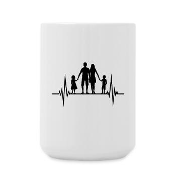 heart rate frequency family pulse father's day 2 children - Large Mug 440 ml - white - Front