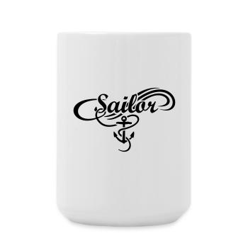 Sailor Waves Anchor Sail Sailing - Large Mug 440 ml - white - Front