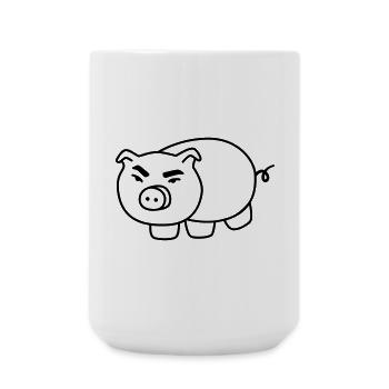 Piggy - Dessin animé de ferme drôle - Grande tasse 440 ml - blanc - Devant