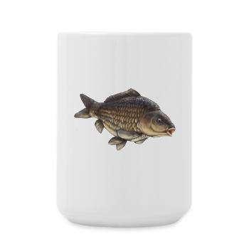 Übliches Karpfenfischen-Design Realistischer Karpfen - Große Tasse 440 ml - Weiß - Vorne
