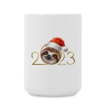 2023 Jahreswechsel Silvester Faultier - Große Tasse 440 ml - Weiß - Vorne