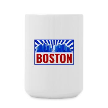 Boston Skyline Rétro Rouge Bleu - Grande tasse 440 ml - blanc - Devant