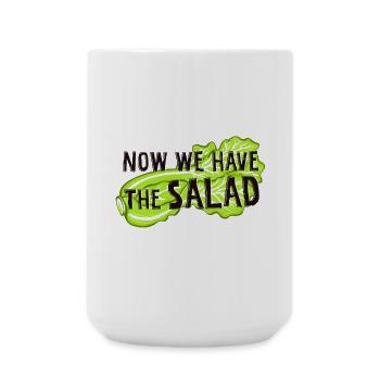 Now we have the salad. Denglisch, Salat, Veggie - Große Tasse 440 ml - Weiß - Vorne