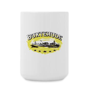 Buxtehude - Stadt Silhouette /Hase und Igel - Große Tasse 440 ml - Weiß - Vorne
