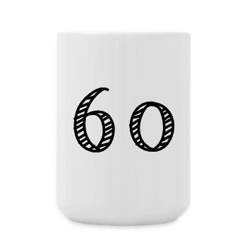 60. 60 JAHRE. 60-JÄHRIGES JUBILÄUM. 60. GEBURTSTAG. - Große Tasse 440 ml - Weiß - Vorne
