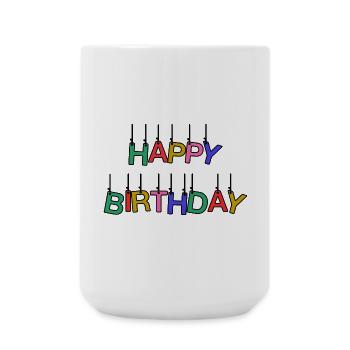 HAPPY BIRTHDAY. HAPPY BIRTHDAY. ANNIVERSARY. - Large Mug 440 ml - white - Front