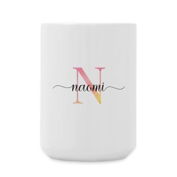 N | Monogramm | Name | Naomi |Watercolor - Große Tasse 440 ml - Weiß - Vorne
