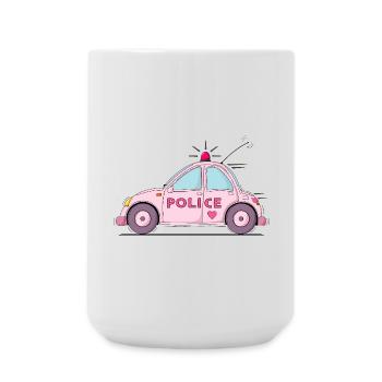 Polizeiauto Police Rosa - Große Tasse 440 ml - Weiß - Vorne