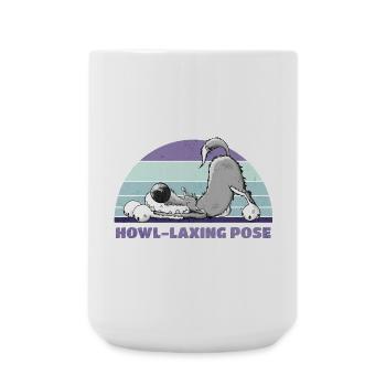 Wolf Yoga Howl-Laxing Pose - Large Mug 440 ml - white - Front
