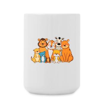 Conception ludique de bande dessinée de famille d’animaux - Grande tasse 440 ml - blanc - Devant
