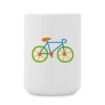 Fahrrad bunt radeln Kinder Rennrad Radtour Comic - Große Tasse 440 ml - Weiß - Vorne
