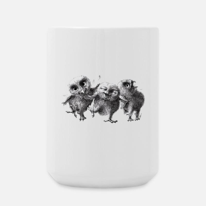 three happy owls - Large Mug 440 ml - white