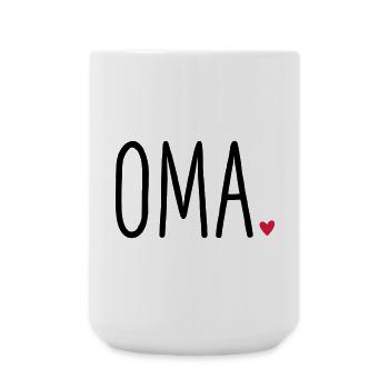 Oma Herz - Geschenk Muttertag Enkel Liebe - Große Tasse 440 ml - Weiß - Vorne