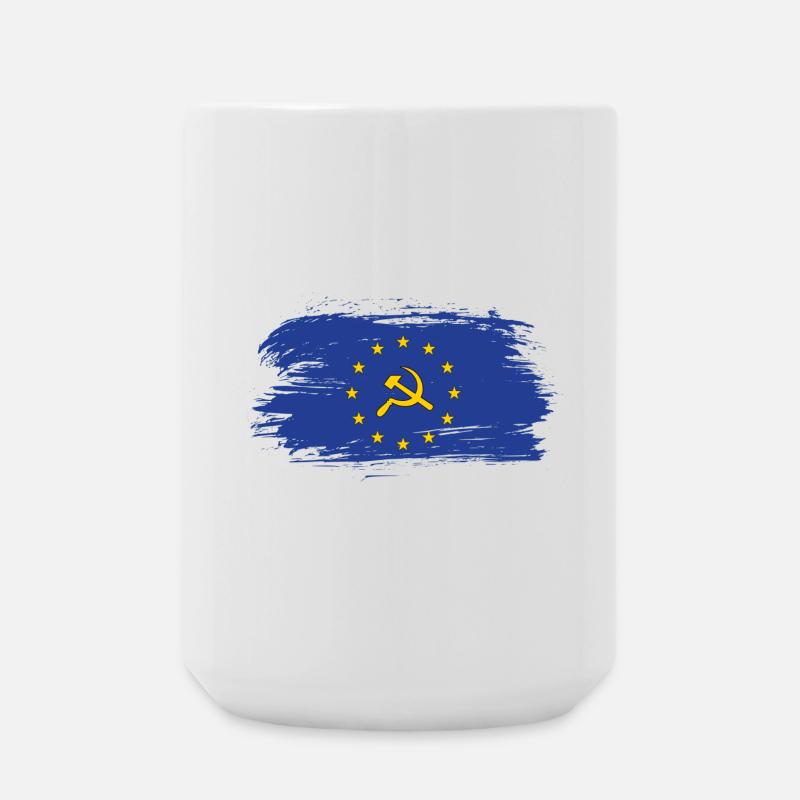 Europa Flagge mit Hammer und Sichel / Geschenk - Große Tasse 440 ml - Weiß