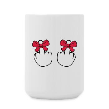 2 haende wichser mittelfinger zeigen beleidigen fi - Große Tasse 440 ml - Weiß - Vorne