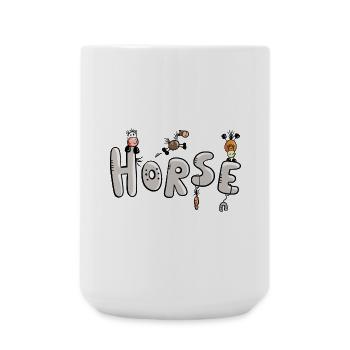 Pferde Schriftzug - Große Tasse 440 ml - Weiß - Vorne
