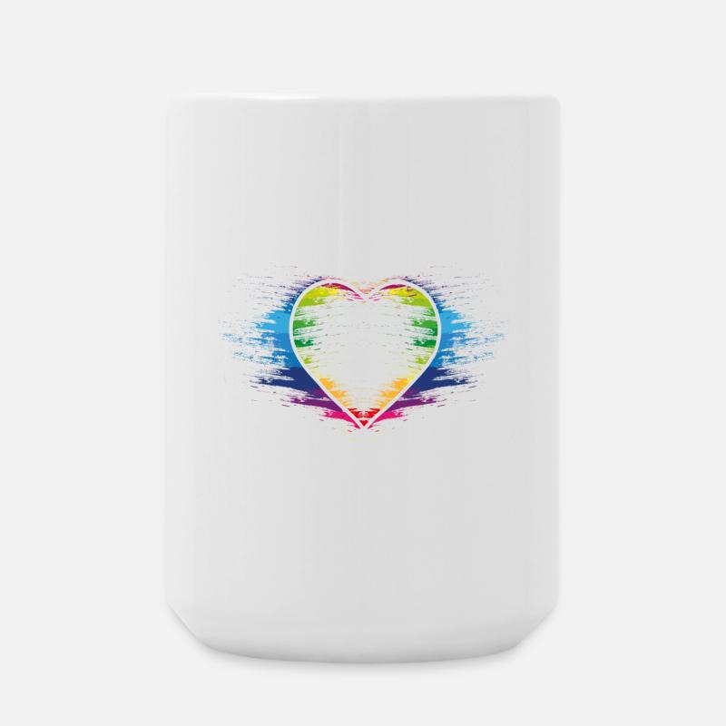 Regenbogen Herz - Große Tasse 440 ml - Weiß