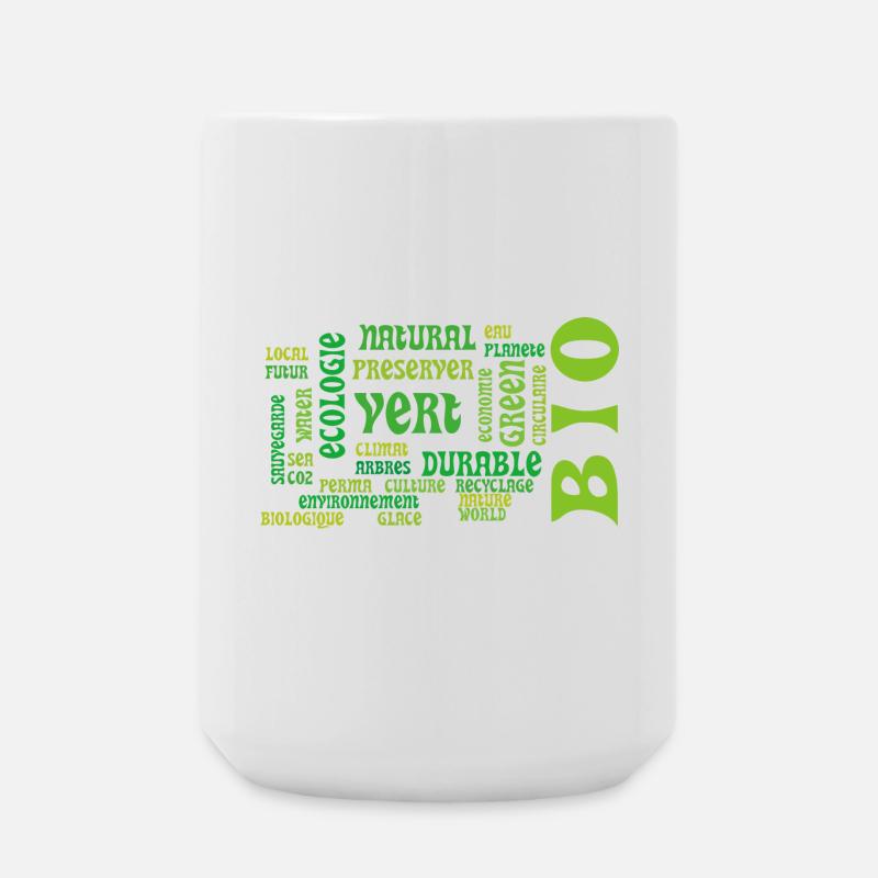 Bio et Ecologie : nuage vert de mots clés - Grande tasse 440 ml - blanc