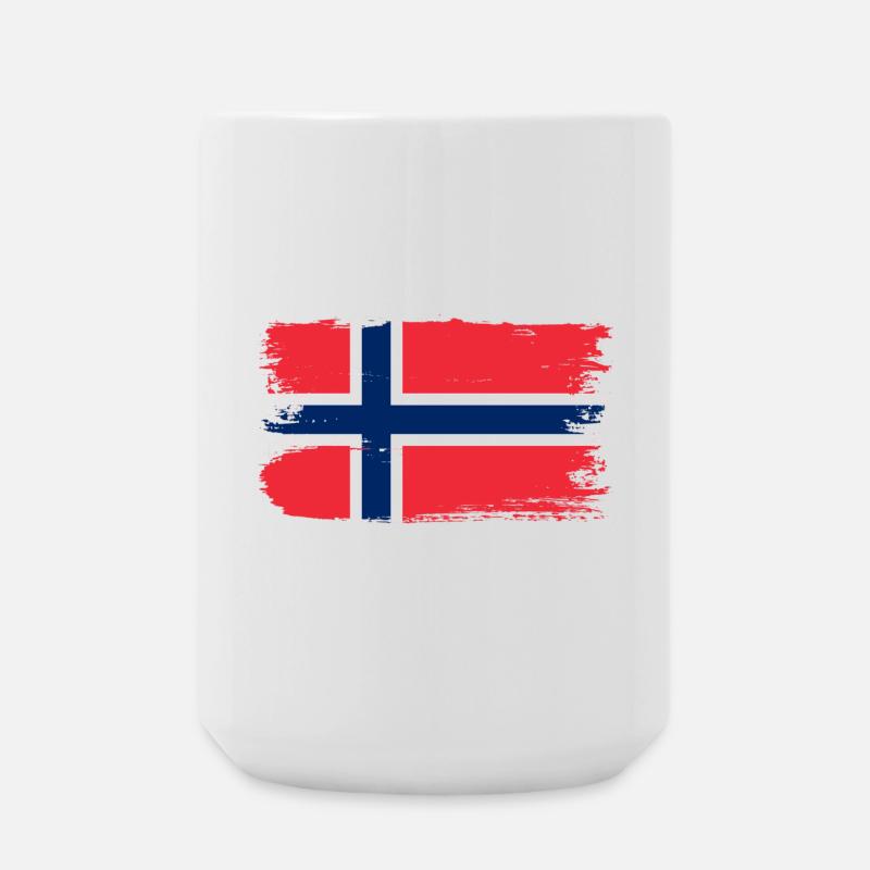 Pinselstrich der norwegischen Flagge - Große Tasse 440 ml - Weiß