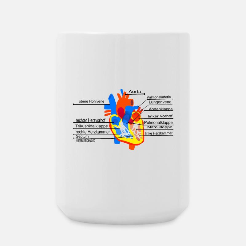 Anatomisches Herz, Cor, - Große Tasse 440 ml - Weiß