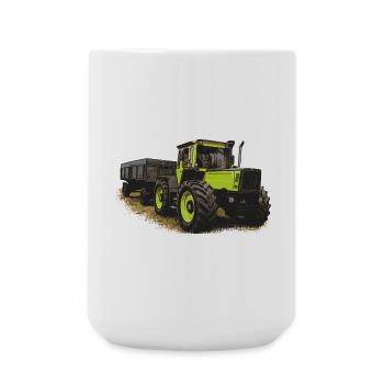 MB trac 1600 turbo avec remorque - Grande tasse 440 ml - blanc - Devant